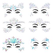 Face Gems SAOROPEB Mermaid 6 conjuntos de adesivos de tatuagem temporários