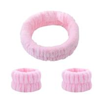 Face Wash Wristband Set para Mulheres, Headband impermeável absorvente, Maquiagem Hair Bands