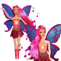 Fada Boneca Asas c/ Brilho Luz E Som + Pente - Candy Fairy