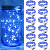 Fairy Lights chzk Blue 20 LED 7 pés, pacote com 12 unidades, operado por bateria