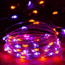 Fairy Lights EXF 50 LED laranja e roxo de 16 m com temporizador, pacote com 4