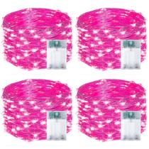 Fairy Lights EXF 50 LED rosa operado por bateria, pacote com 4 pés