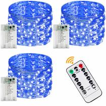 Fairy Lights YIQU operado por bateria de 26 m 80 LED azul, pacote com 3 Fairy Lights YIQU operado por bateria de 26 m 80 LED azul, pacote com 3