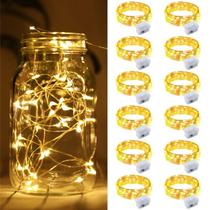 Fairy Lights ZGWJ 20 LED operado por bateria, 2 m, pacote com 12 unidades, branco quente