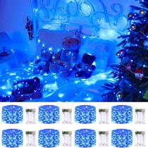 Fairy String Lights JMEXSUSS, pacote com 8, 50 LED, 4,9 m, azul Fairy String Lights JMEXSUSS, pacote com 8, 50 LED, 4,9 m, azul