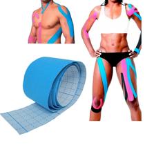 Faixa Adesiva Kinesio Tape Colar Braço Perna Ombro Professional 5cm x 03 Metros - Azul