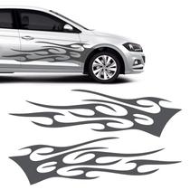 Faixa Adesivo Lateral Chamas Grafite Personalizado Carro Par