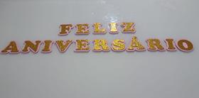 Faixa Aplique Decorativa em EVA Feliz Aniversário Rosa e Dourada Faixa Aplique Decorativa em EVA Feliz Aniversário Rosa e Dourada