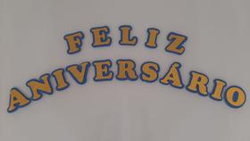 Faixa Aplique Decorativo em EVA Feliz Aniversário Azul e Dourado Faixa Aplique Decorativo em EVA Feliz Aniversário Azul e Dourado