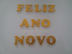 Faixa Aplique Decorativo em EVA Feliz Ano Novo Dourado Letras 16cm Faixa Aplique Decorativo em EVA Feliz Ano Novo Dourado Letras 16cm