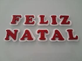 Faixa Aplique Decorativo em EVA Feliz Natal Branco e Vermelho Glitter Faixa Aplique Decorativo em EVA Feliz Natal Branco e Vermelho Glitter