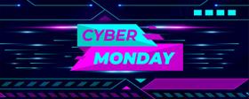 Faixa Banner em Cyber Monday Neon Formas Claras - 200x080cm Faixa Banner em Cyber Monday Neon Formas Claras - 200x080cm