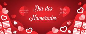 Faixa Banner em Lona Dia dos Namorados Vermelho Corações e Presente - 200x080cm