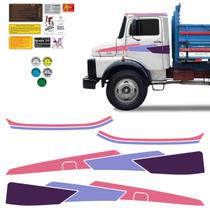 Faixa Caminhão Mercedes 1113 1114 Adesivo Lateral Lilás/rosa