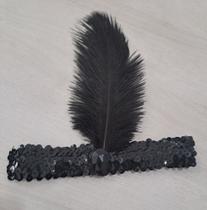 Faixa com pena tiara melindrosa preta