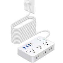 Faixa de alimentação Asamoom, 6 tomadas, cabo de 20 pés, 1700J Surge, USB C