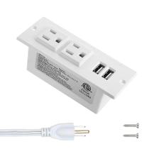 Faixa de alimentação embutida de 4 LEAF, montável com 2 tomadas e 2 USB Faixa de alimentação embutida de 4 LEAF, montável com 2 tomadas e 2 USB