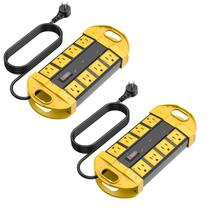 Faixa de alimentação externa CCCEI 2 à prova de intempéries, 8 plugues, 15 pés, amarela