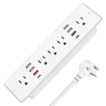 Faixa de alimentação HHSOET 13 em 1 embutida com plugues USB 6 AC brancos