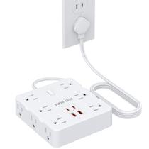 Faixa de alimentação HOPOW de 2 pinos a 3 pinos com 12 AC e 4 USB (2 USB-C)