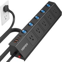 Faixa de alimentação HOPOW Flat Plug de 5 tomadas com 2 USB-C 20W PD 2 USB-A Faixa de alimentação HOPOW Flat Plug de 5 tomadas com 2 USB-C 20W PD 2 USB-A