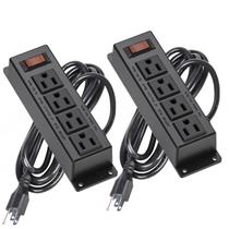 Faixa de alimentação ICEELEC montável de 4 tomadas com cabo de 10 pés x2 pretas Faixa de alimentação ICEELEC montável de 4 tomadas com cabo de 10 pés x2 pretas