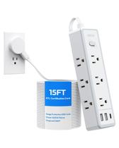 Faixa de alimentação NTONPOWER 4,6 m 9 tomadas 3 USB Surge 1080J