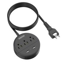 Faixa de alimentação NTONPOWER de 2 pinos a 3 pinos com 3 tomadas e 2 USB