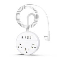 Faixa de alimentação NTONPOWER de 5 pés com 4 portas USB, 2 portas USB C brancas