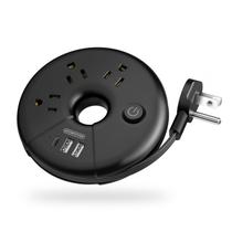 Faixa de alimentação NTONPOWER i Donut Portable 3 tomadas USB 3 pretas