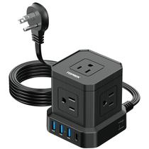 Faixa de alimentação TOPREK 9 em 1 com 5 tomadas e 4 portas USB 1250W