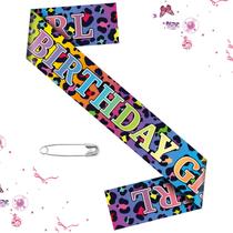 Faixa de Aniversário Aposwow Estampa Neon de Onça 160 x 10 cm