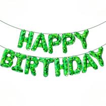 Faixa de Balões Aijoso TNT Pixel Feliz Aniversário Verde