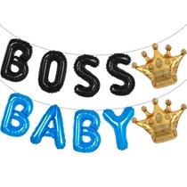 Faixa de Balões Party Banner BeanBang Boss Baby 16 polegadas Azul e Preto Faixa de Balões Party Banner BeanBang Boss Baby 16 polegadas Azul e Preto