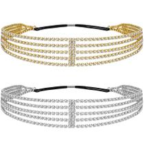 Faixa de cabeça ANCIRS de strass elástico multicamada Bridal x2 Faixa de cabeça ANCIRS de strass elástico multicamada Bridal x2