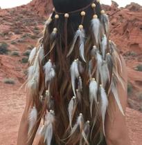 Faixa De Cabeça De Penas Indiana Hippie Festas Fantasias Acessório Para seu Cabelo