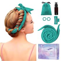 Faixa de cabeça Heatless Curling Rod Flylipu atualizada em 60 cm verde