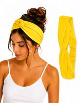 Faixa de Cabelo Amarela Turbante Nó Torcido Feminina Faixa de Cabelo Amarela Turbante Nó Torcido Feminina