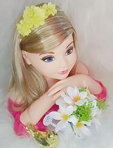 Faixa de Cabelo Belli Flor e Strass Amarelo Claro - Acessório Infantil