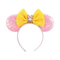 Faixa de Cabelo com Laço e Apliques de Lantejoulas Disney (Dumbo e Mickey) - Ideal para Festas e Cosplay