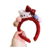 Faixa De Cabelo De Pelúcia Hello Kitty Vermelha, Acessório De Cabelo Feminino, Tiara Fofa, Presente