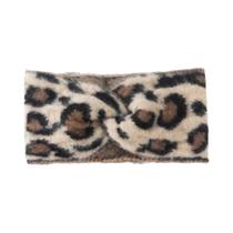 Faixa De Cabelo Elástica De Lã Grossa Com Estampa De Leopardo, Aquecedor De Orelha, Turbante De