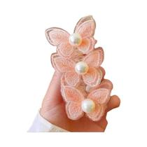 Faixa De Cabelo Feminina Bordada Borboleta Pérola Fofa Kawaii Acessório De Cabelo Versátil E