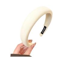 Faixa De Cabelo Feminina De Esponja Com Borda Larga E Cor Sólida, Estilosa E Simples, Para Lavar O