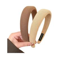 Faixa De Cabelo Feminina De Esponja Com Borda Larga E Cor Sólida, Estilosa E Simples, Para Lavar O