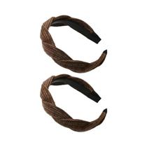 Faixa De Cabelo Feminina Larga Retrô De Tecido Trançado Estilo Coreano Com Nó Sólido Acessórios De