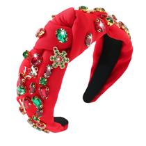Faixa de cabelo Gmmidea Christmas Crystal Rhinestone Knot Red Faixa de cabelo Gmmidea Christmas Crystal Rhinestone Knot Red