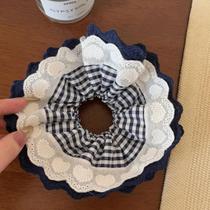 Faixa De Cabelo Grande Azul Marinho Com Coração Bordado Estilo Coreano Para Coque E Rabo De Cavalo