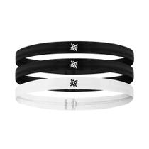 Faixa de Cabelo HUPI Kit 03 Preto Preto Branco Faixa de Cabelo HUPI Kit 03 Preto Preto Branco