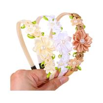 Faixa De Cabelo Infantil Com Pérolas E Flores, 3 Peças, Tiaras De Tecido Com Rosas, Acessórios Faixa De Cabelo Infantil Com Pérolas E Flores, 3 Peças, Tiaras De Tecido Com Rosas, Acessórios